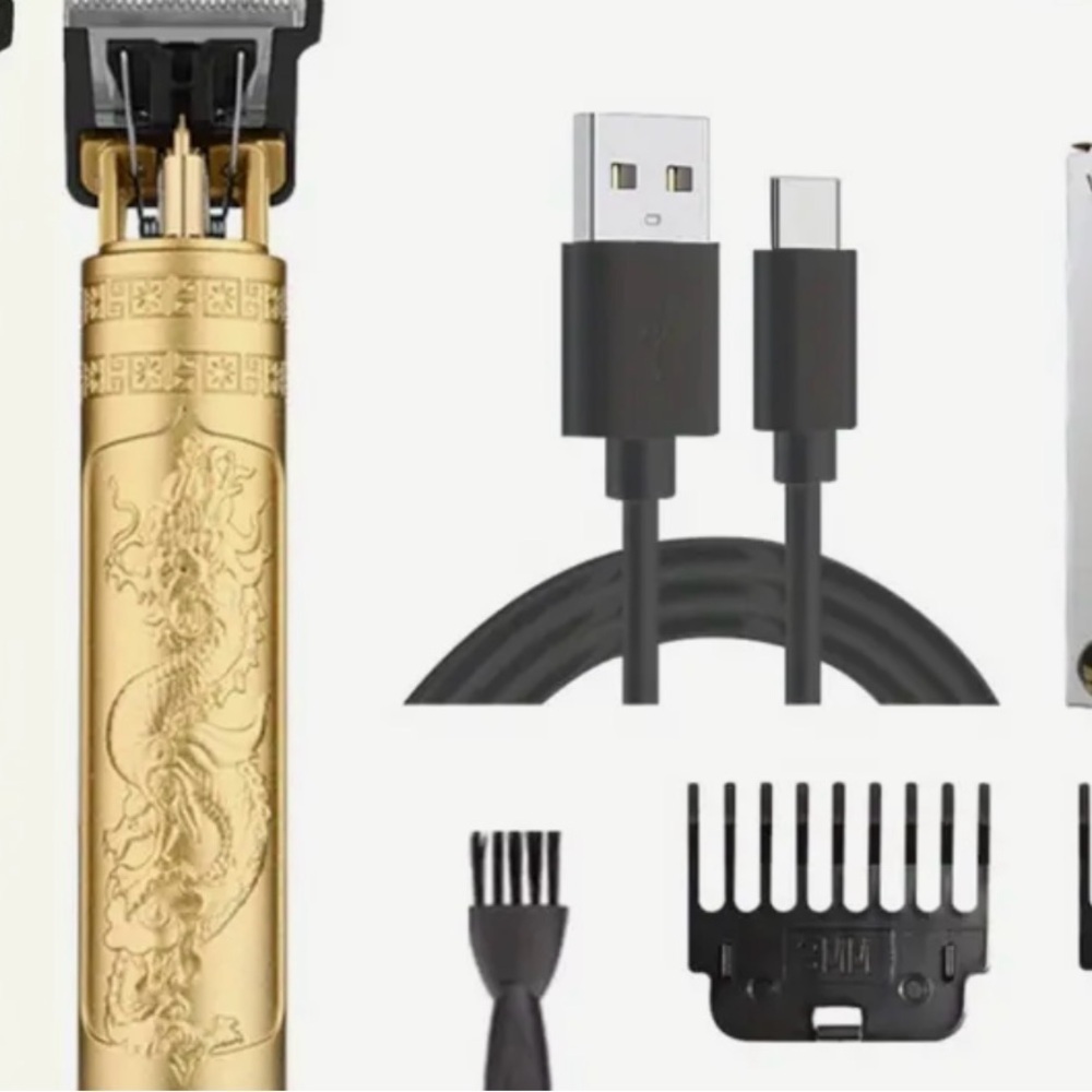Dragon Engraved Cordless Hair Trimmer USB Rechargeable Barber T-Liner Clipper - Picture 3 of 8